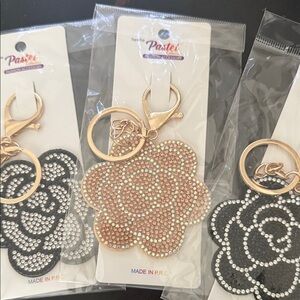 Pastels Large Crystal Flower Key Chain/Bag Charms - 1 Per Purchase